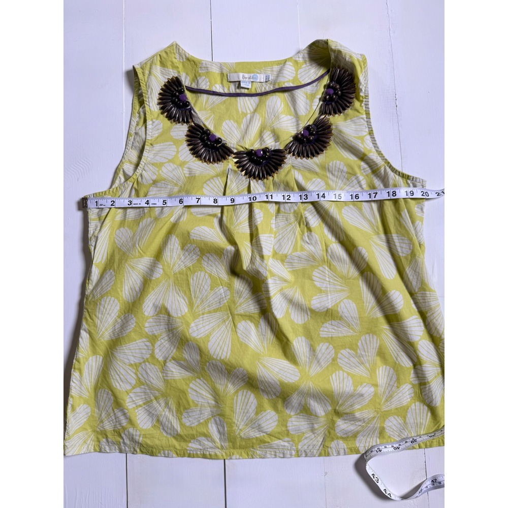"Citrus Shell Siren" Boden Shell Print Sleeveless Cotton Top Coquette Aesthetic - Picture 7 of 10